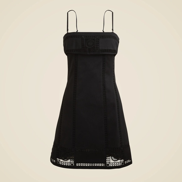 New JCREW Size 2 Crochet Panel Mini Dress in Black $268 CL647 - Picture 2 of 7